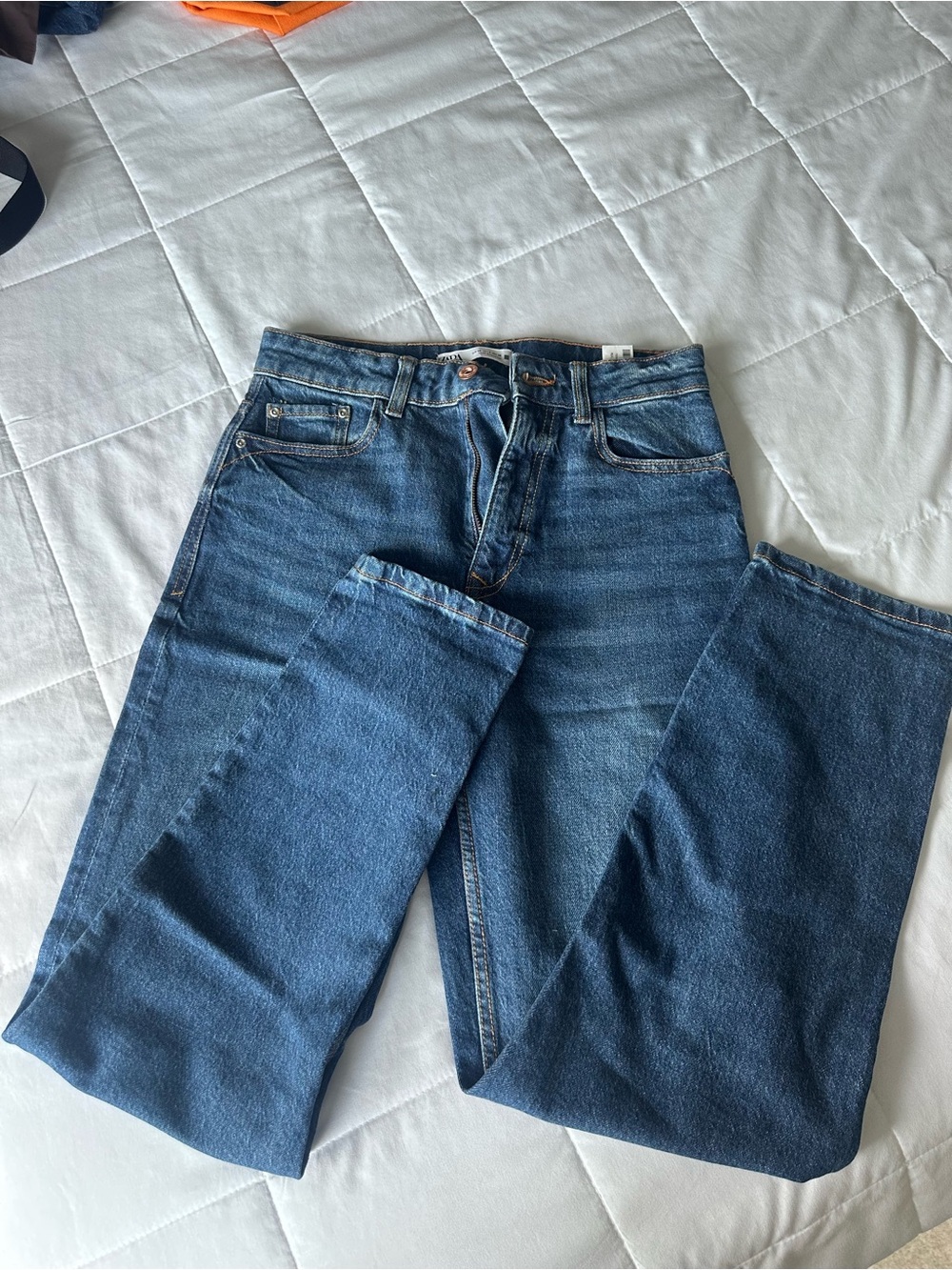 Zara Men's Dark Blue Straight Jeans